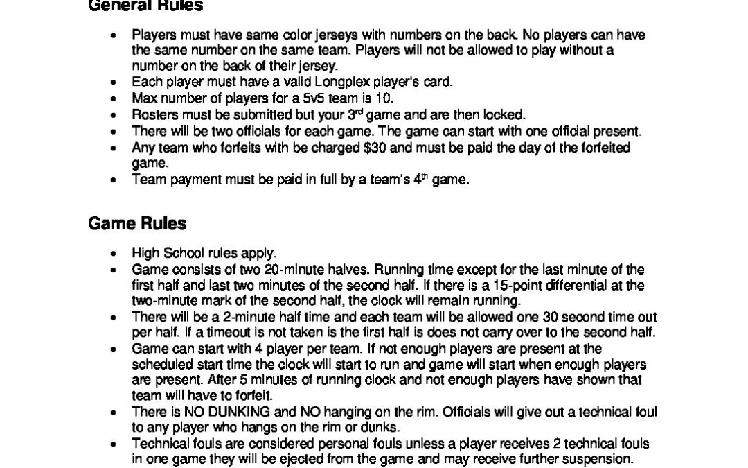 Basketball rules shop