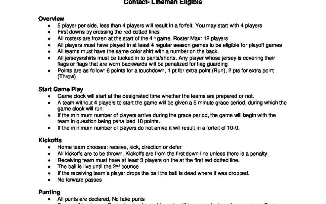 5v5 Flag Football Rules Longplex